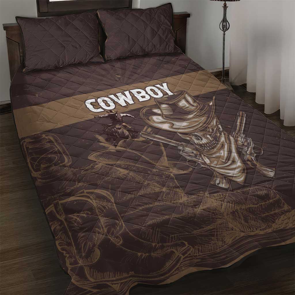 Skull Cowboy Quilt Bed Set Wild West Reborn
