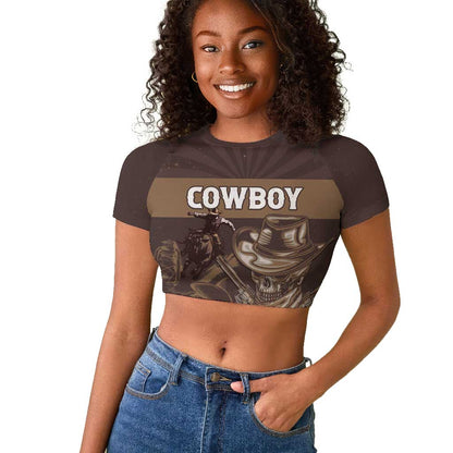 Personalised Skull Cowboy Raglan Cropped T shirt Wild West Reborn