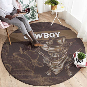 Skull Cowboy Round Carpet Wild West Reborn