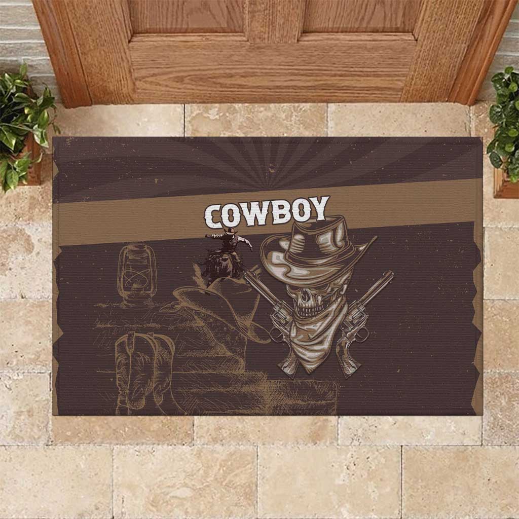 Skull Cowboy Rubber Doormat Wild West Reborn
