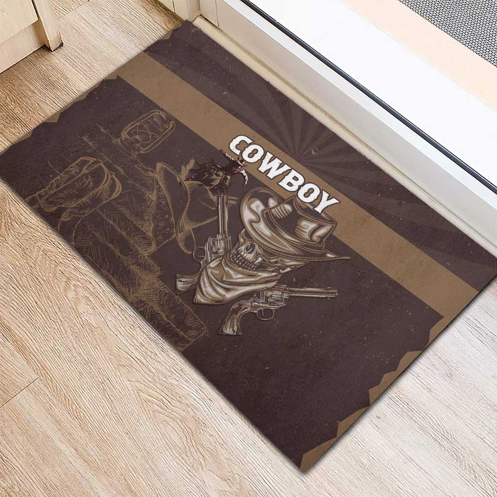 Skull Cowboy Rubber Doormat Wild West Reborn