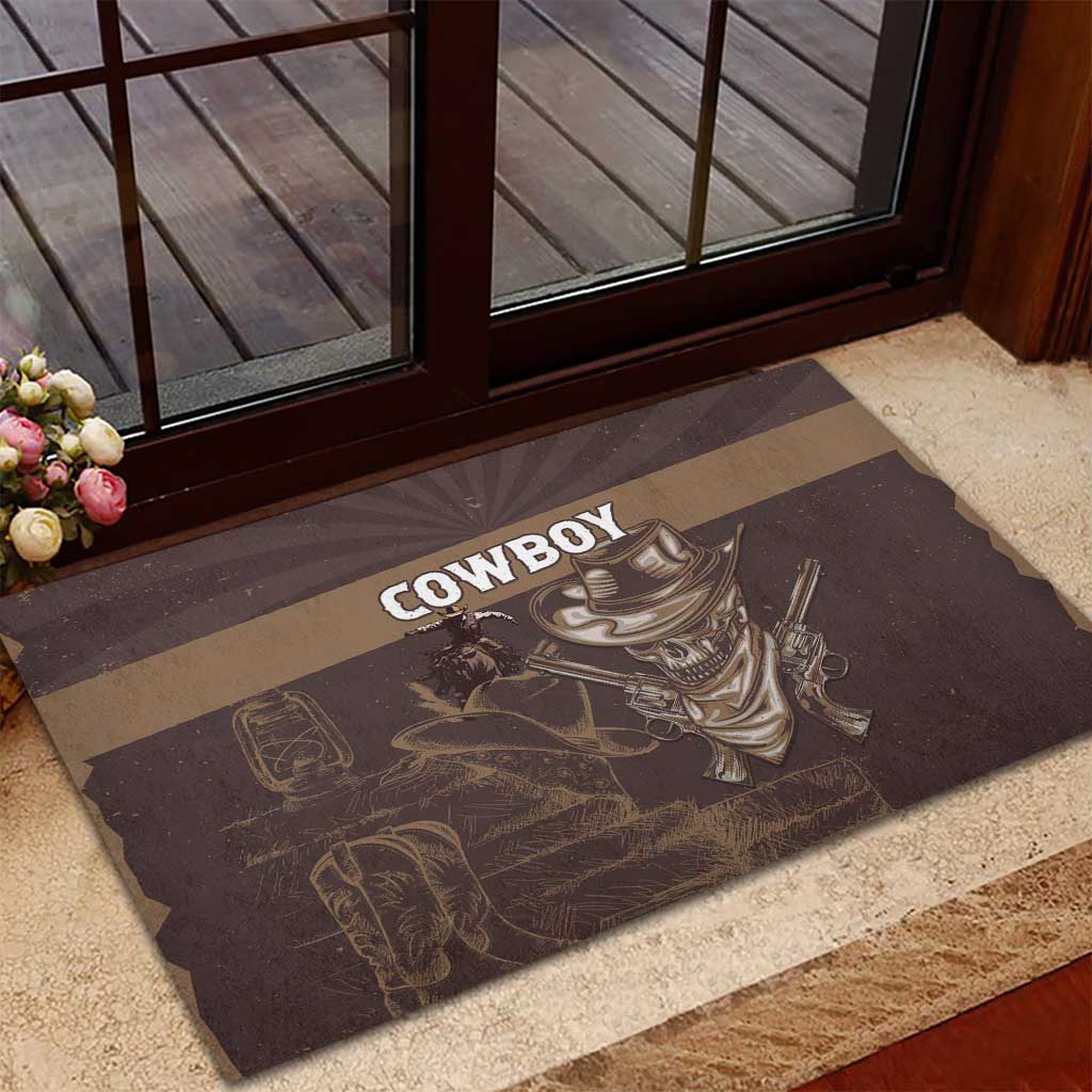Skull Cowboy Rubber Doormat Wild West Reborn