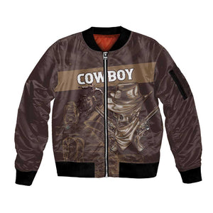 Personalised Skull Cowboy Sleeve Zip Bomber Jacket Wild West Reborn