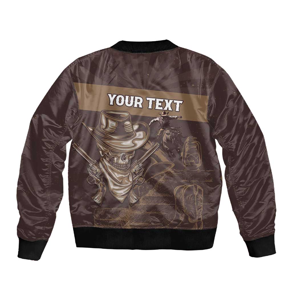 Personalised Skull Cowboy Sleeve Zip Bomber Jacket Wild West Reborn
