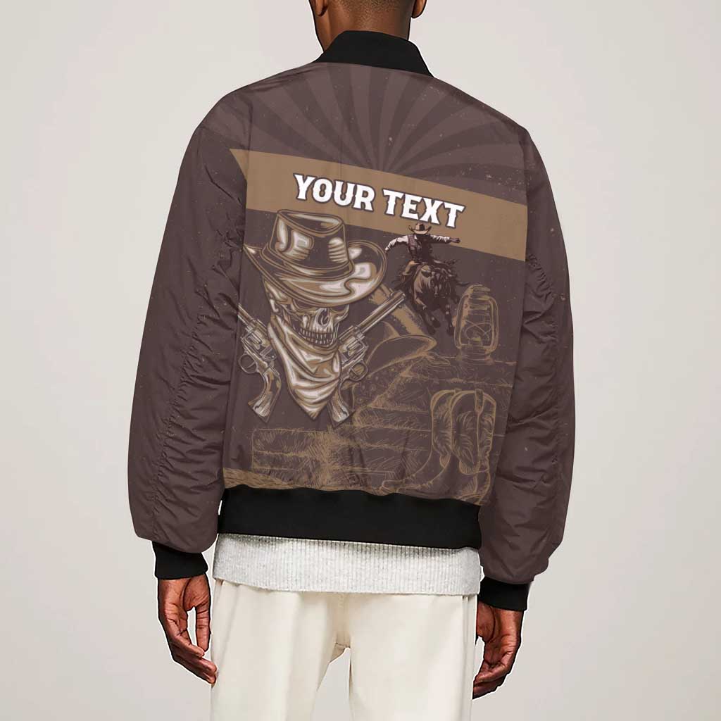 Personalised Skull Cowboy Sleeve Zip Bomber Jacket Wild West Reborn