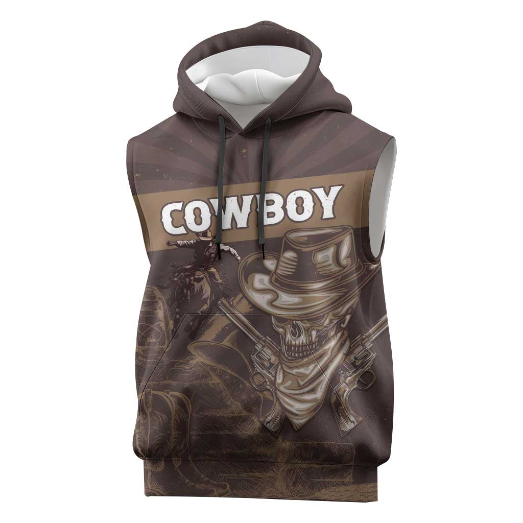 Personalised Skull Cowboy Sleeveless Hoodie Wild West Reborn - African Pride