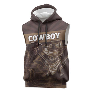 Personalised Skull Cowboy Sleeveless Hoodie Wild West Reborn - African Pride