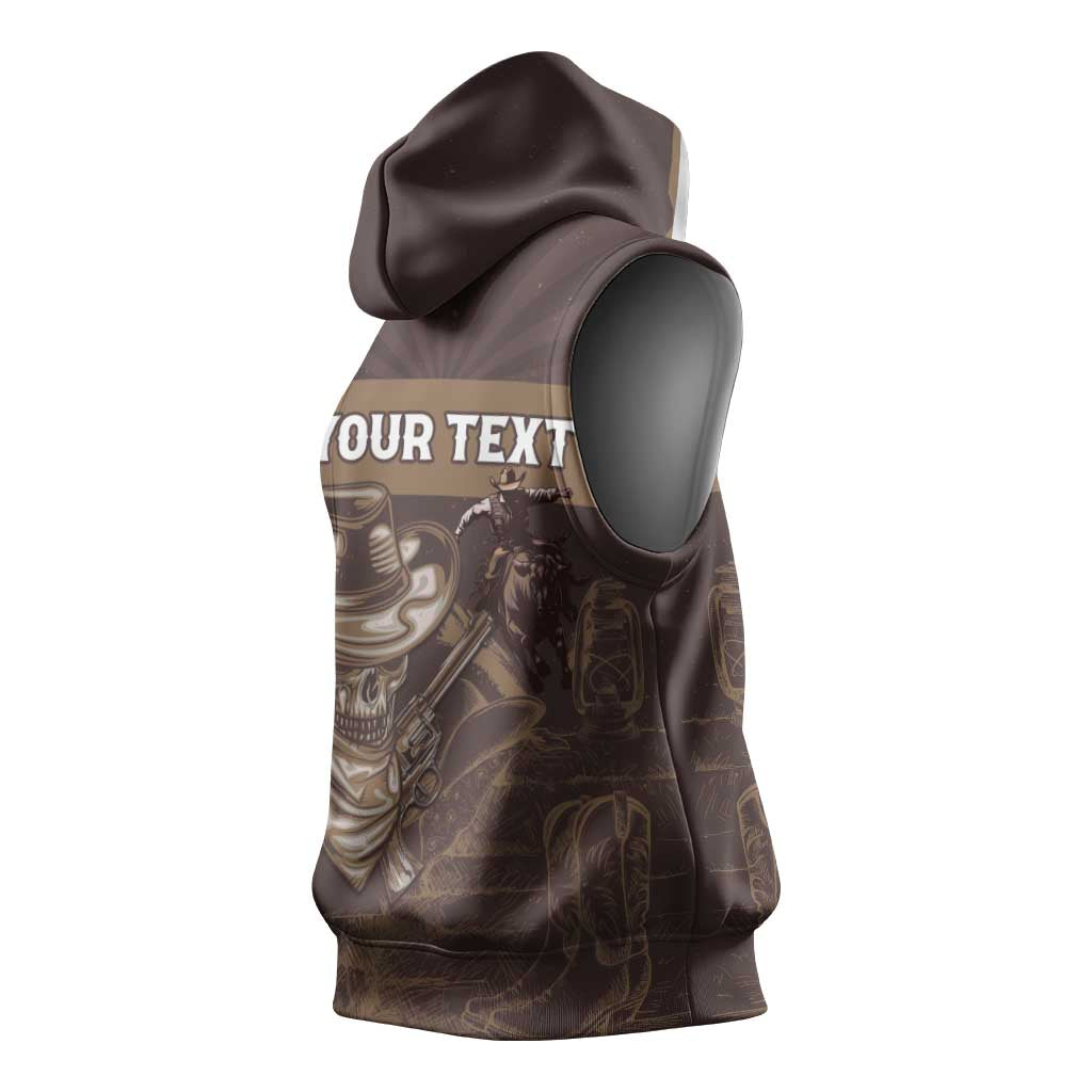 Personalised Skull Cowboy Sleeveless Hoodie Wild West Reborn - African Pride
