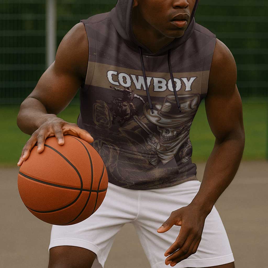 Personalised Skull Cowboy Sleeveless Hoodie Wild West Reborn - African Pride