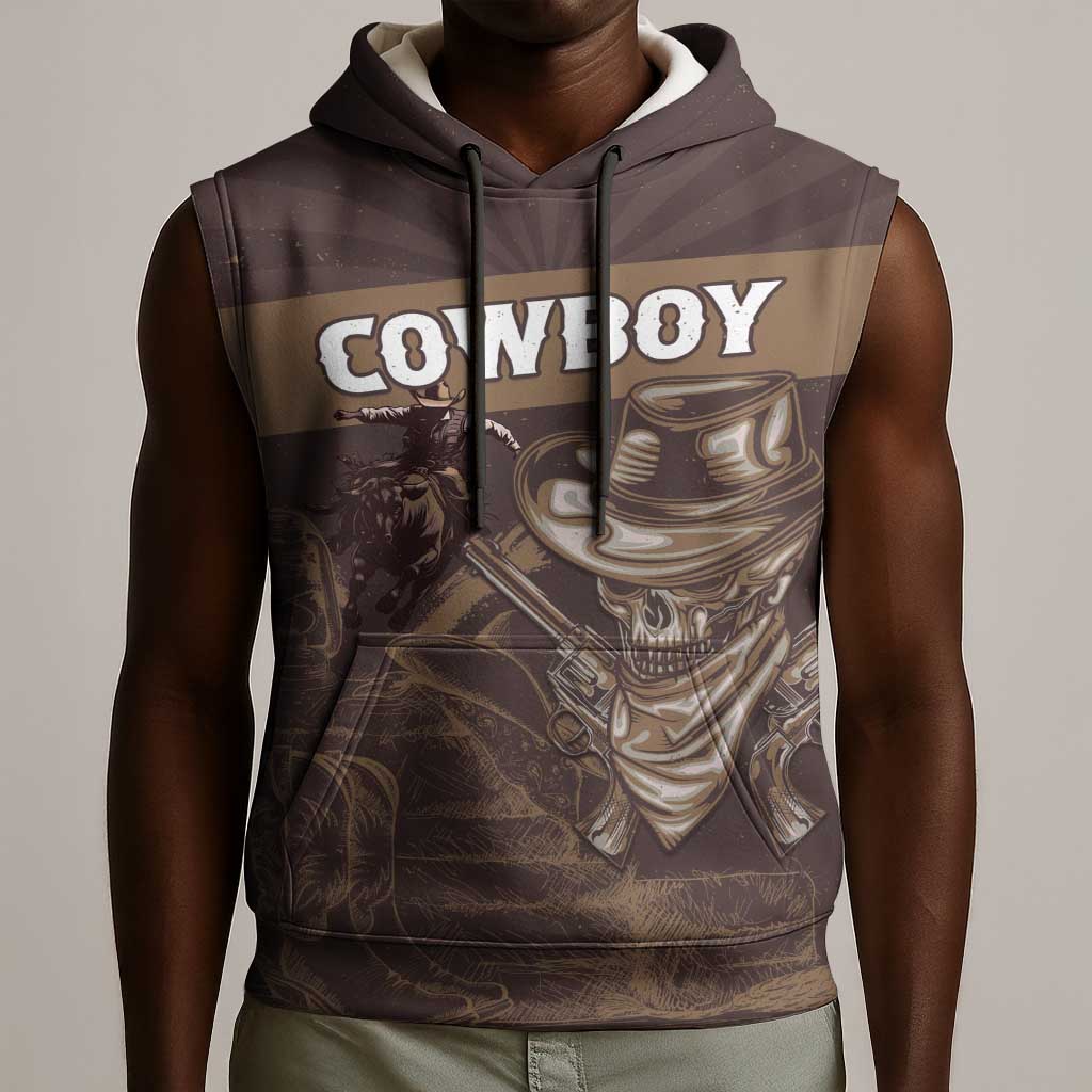 Personalised Skull Cowboy Sleeveless Hoodie Wild West Reborn - African Pride