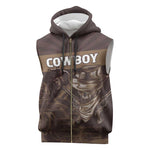 Personalised Skull Cowboy Sleeveless Zip Hoodie Wild West Reborn - African Pride
