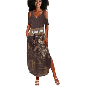 Personalised Skull Cowboy Summer Maxi Dress Wild West Reborn