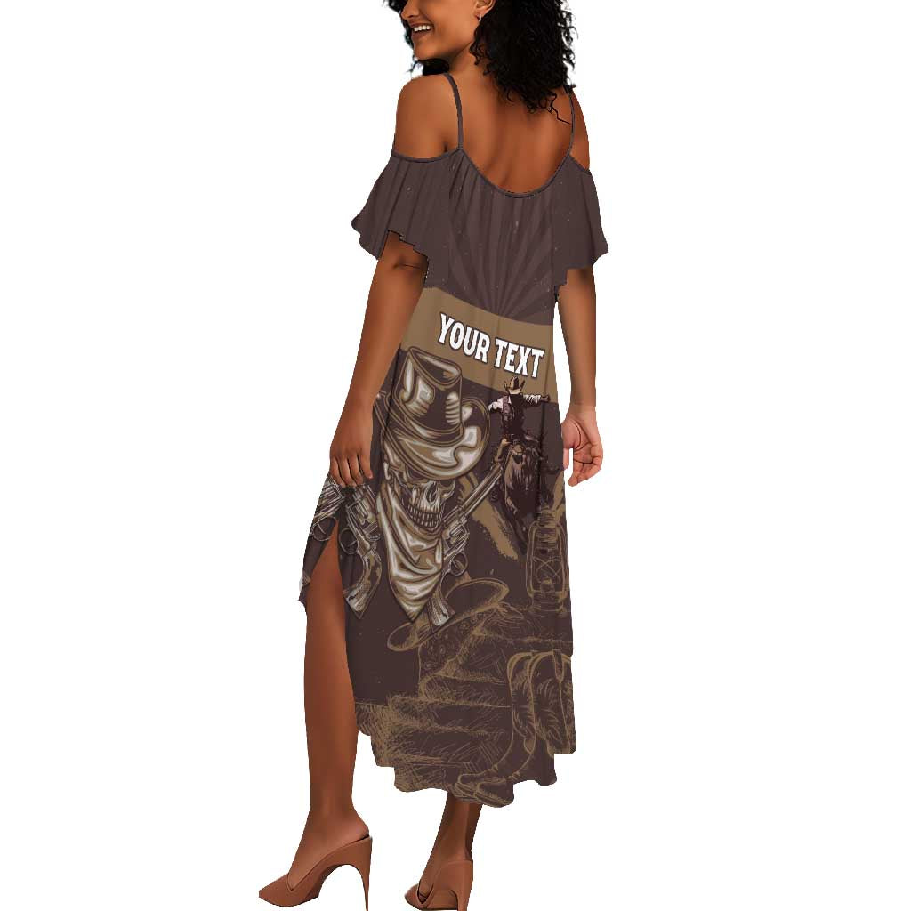 Personalised Skull Cowboy Summer Maxi Dress Wild West Reborn