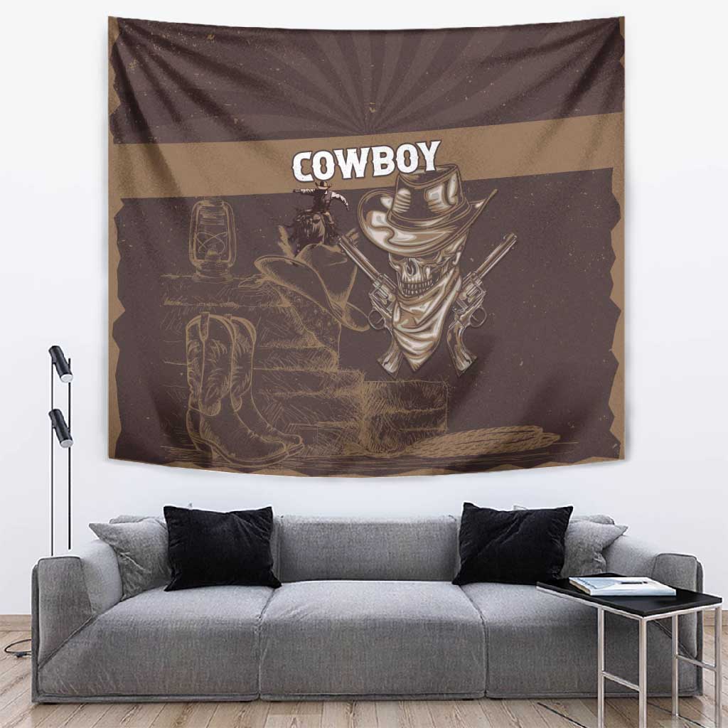 Skull Cowboy Tapestry Wild West Reborn