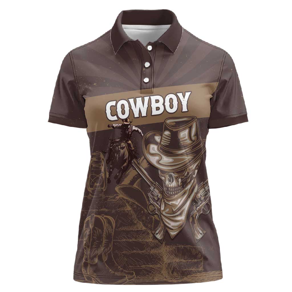 Personalised Skull Cowboy Women Polo Shirt Wild West Reborn