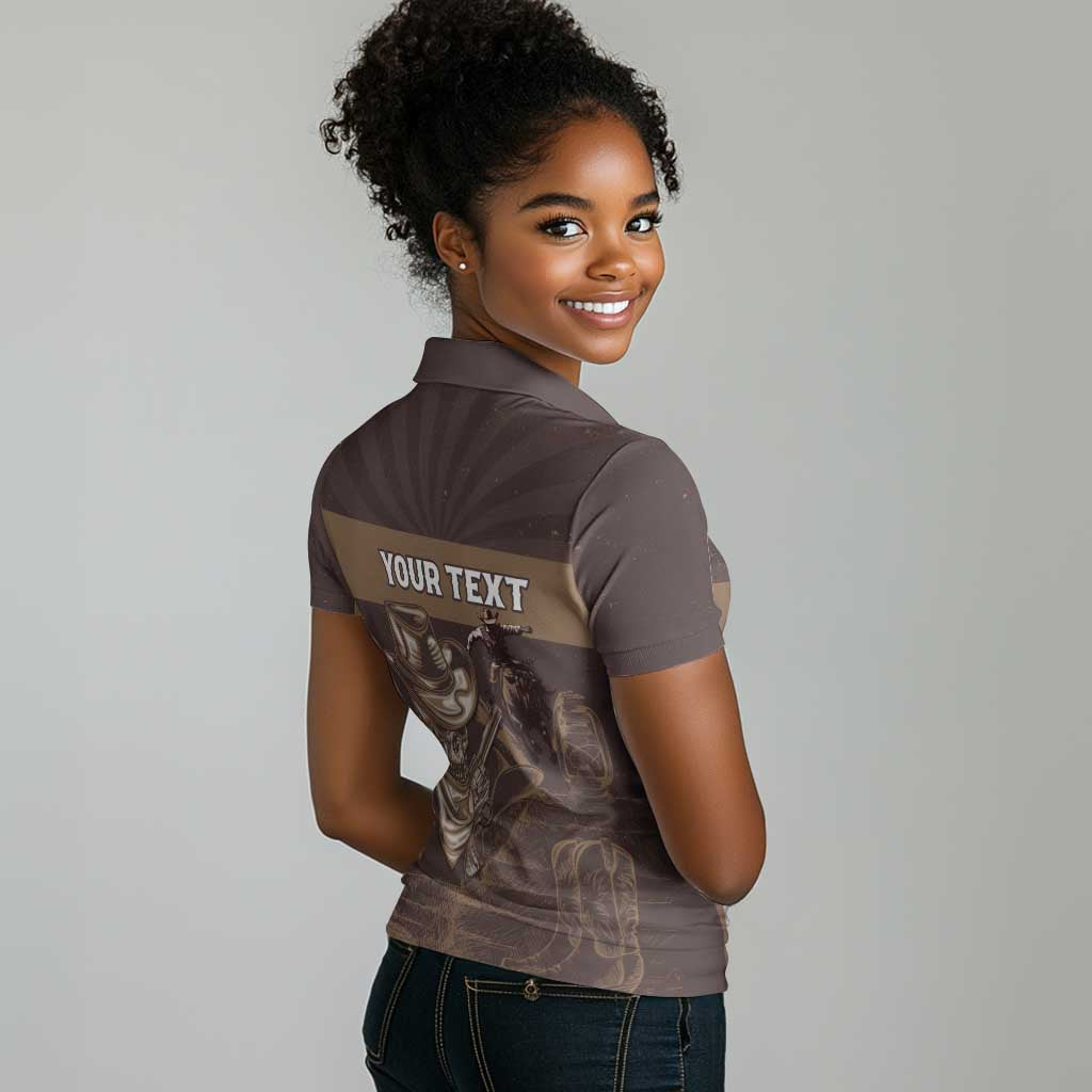 Personalised Skull Cowboy Women Polo Shirt Wild West Reborn
