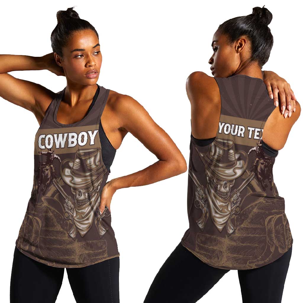 Personalised Skull Cowboy Women Racerback Tank Wild West Reborn