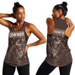 Personalised Skull Cowboy Women Racerback Tank Wild West Reborn