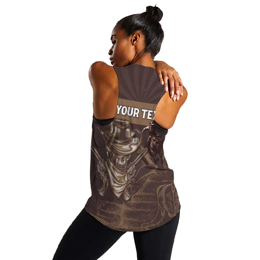 Personalised Skull Cowboy Women Racerback Tank Wild West Reborn