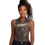 Personalised Skull Cowboy Women Sleeveless Polo Shirt Wild West Reborn