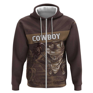 Personalised Skull Cowboy Zip Hoodie Wild West Reborn