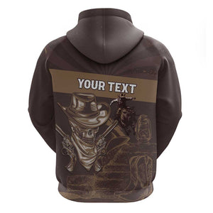 Personalised Skull Cowboy Zip Hoodie Wild West Reborn
