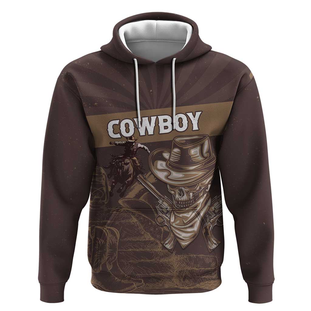Personalised Skull Cowboy Zip Hoodie Wild West Reborn