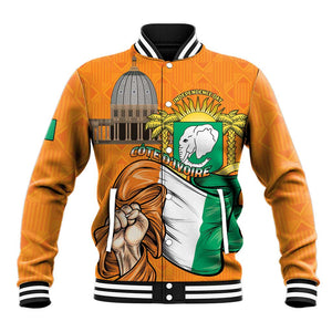Personalised Happy Cote dIvoire Baseball Jacket 65th of Independence Day