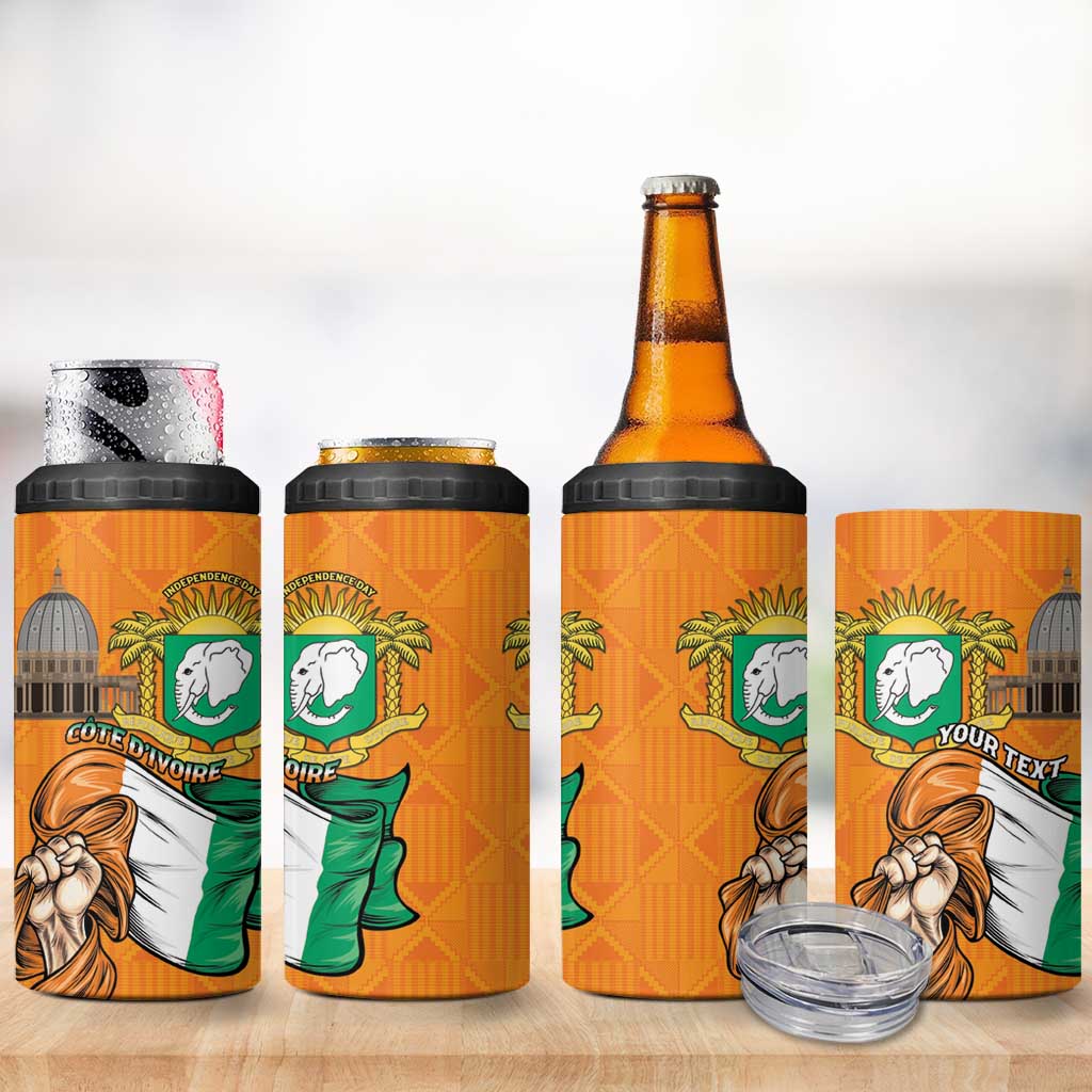 Personalised Happy Cote dIvoire 4 in 1 Can Cooler Tumbler 65th of Independence Day