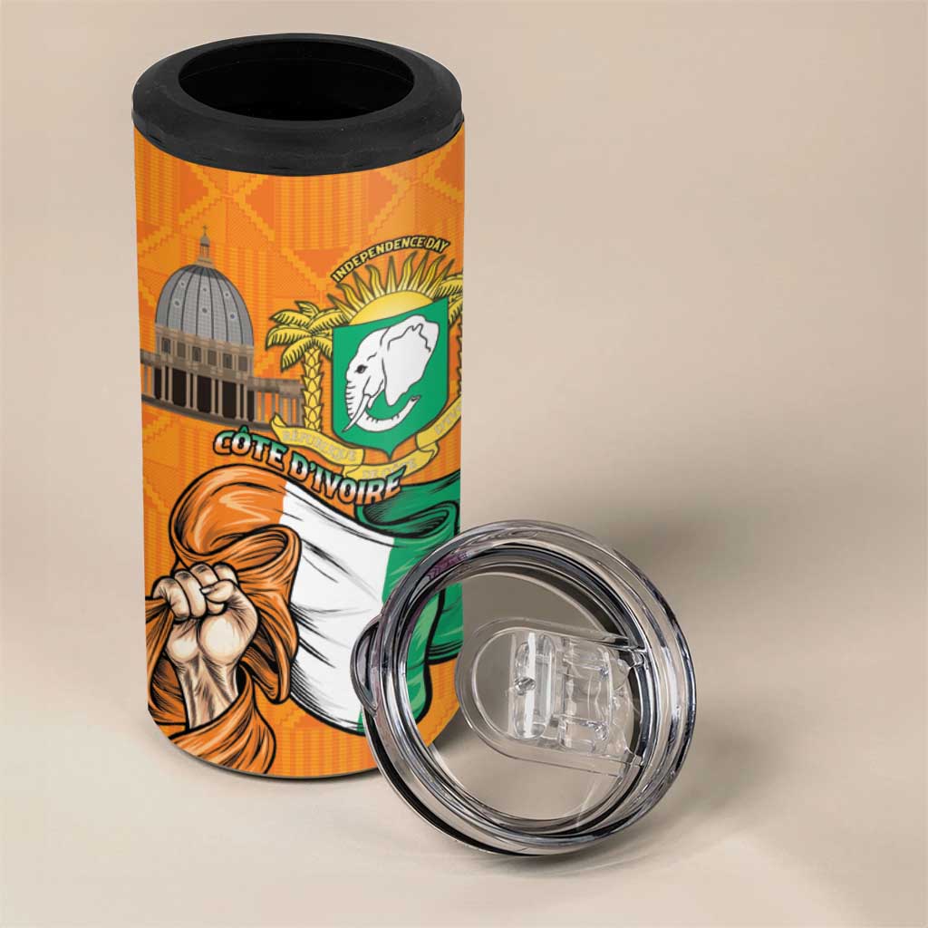 Personalised Happy Cote dIvoire 4 in 1 Can Cooler Tumbler 65th of Independence Day