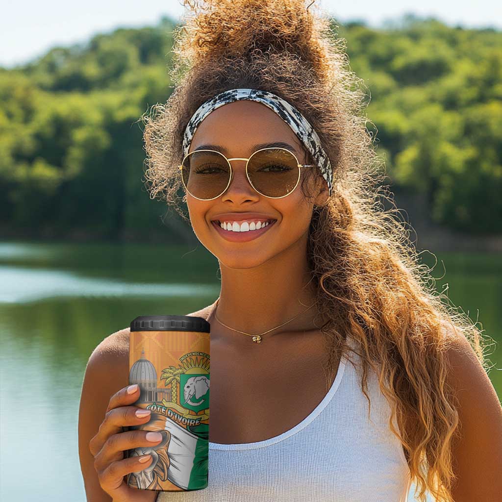 Personalised Happy Cote dIvoire 4 in 1 Can Cooler Tumbler 65th of Independence Day