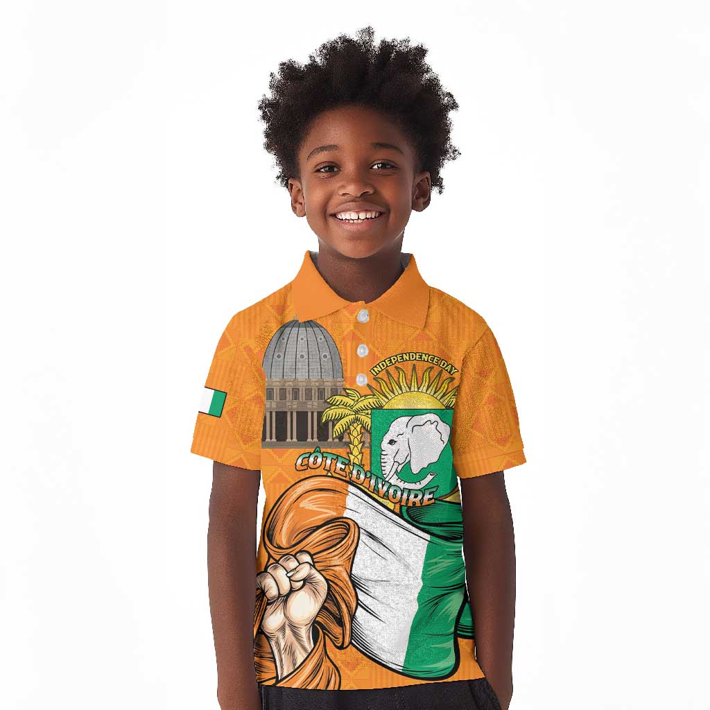 Personalised Happy Cote dIvoire Kid Polo Shirt 65th of Independence Day