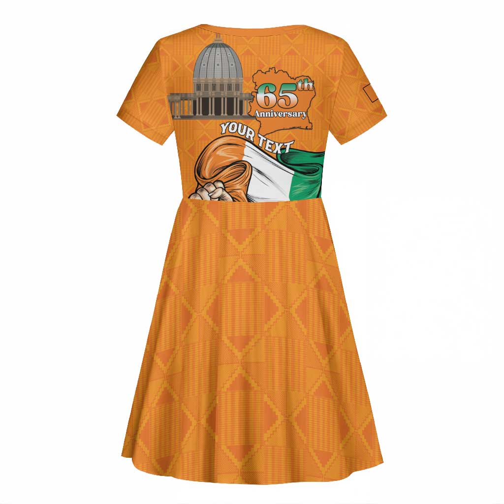 Personalised Happy Cote dIvoire Kid Short Sleeve Dress 65th of Independence Day