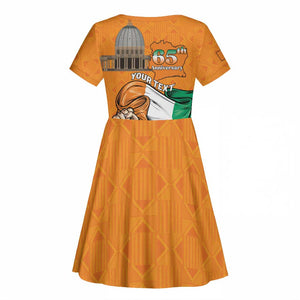 Personalised Happy Cote dIvoire Kid Short Sleeve Dress 65th of Independence Day