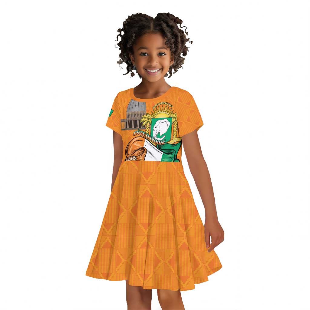Personalised Happy Cote dIvoire Kid Short Sleeve Dress 65th of Independence Day