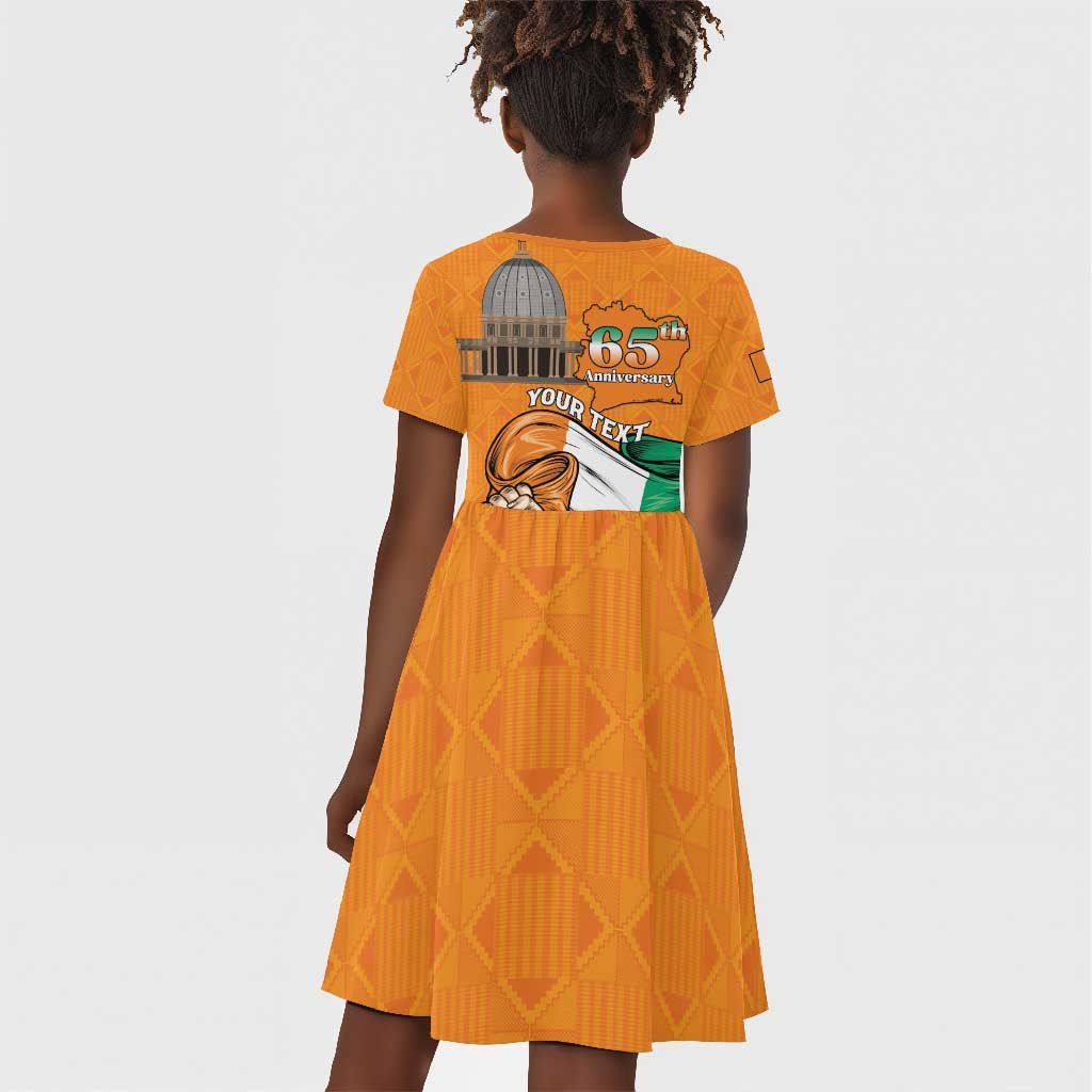 Personalised Happy Cote dIvoire Kid Short Sleeve Dress 65th of Independence Day