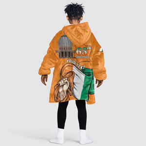 Personalised Happy Cote dIvoire Kid Wearable Blanket Hoodie 65th of Independence Day