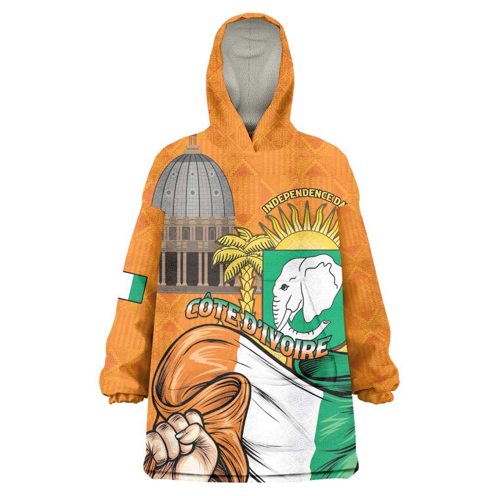 Personalised Happy Cote dIvoire Kid Wearable Blanket Hoodie 65th of Independence Day