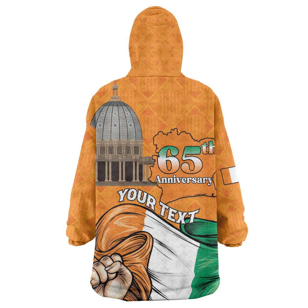 Personalised Happy Cote dIvoire Kid Wearable Blanket Hoodie 65th of Independence Day