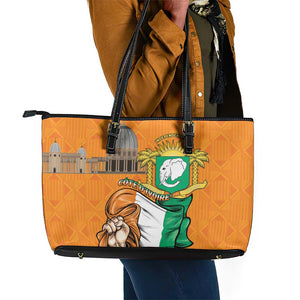 Happy Cote dIvoire Leather Tote Bag 65th of Independence Day