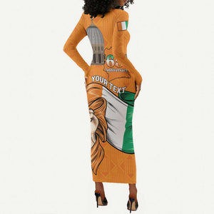 Personalised Happy Cote dIvoire Long Sleeve Bodycon Dress 65th of Independence Day