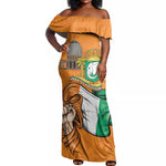 Personalised Happy Cote dIvoire Off Shoulder Maxi Dress 65th of Independence Day