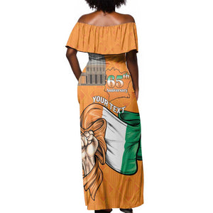Personalised Happy Cote dIvoire Off Shoulder Maxi Dress 65th of Independence Day