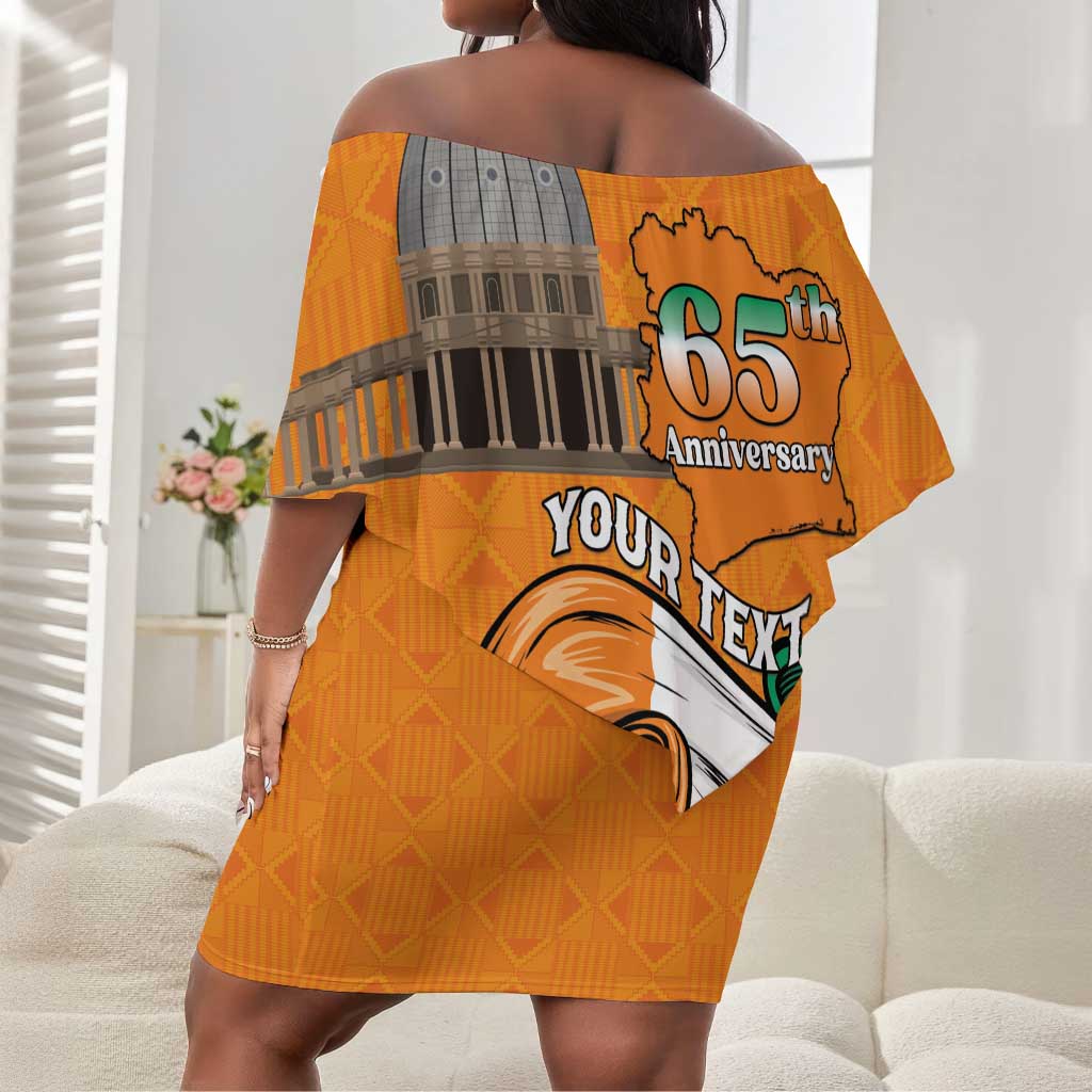Personalised Happy Cote dIvoire Off Shoulder Short Dress 65th of Independence Day