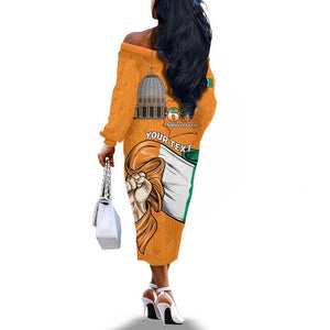 Personalised Happy Cote dIvoire Off The Shoulder Long Sleeve Dress 65th of Independence Day
