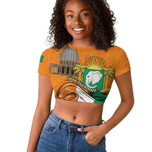 Personalised Happy Cote dIvoire Raglan Cropped T shirt 65th of Independence Day
