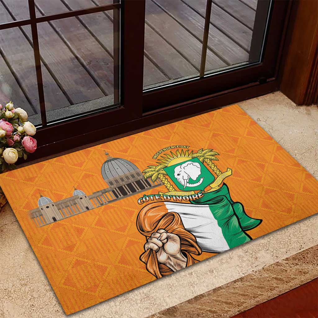 Happy Cote dIvoire Rubber Doormat 65th of Independence Day