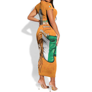 Personalised Happy Cote dIvoire Short Sleeve Bodycon Dress 65th of Independence Day