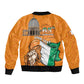 Personalised Happy Cote dIvoire Sleeve Zip Bomber Jacket 65th of Independence Day