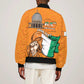 Personalised Happy Cote dIvoire Sleeve Zip Bomber Jacket 65th of Independence Day